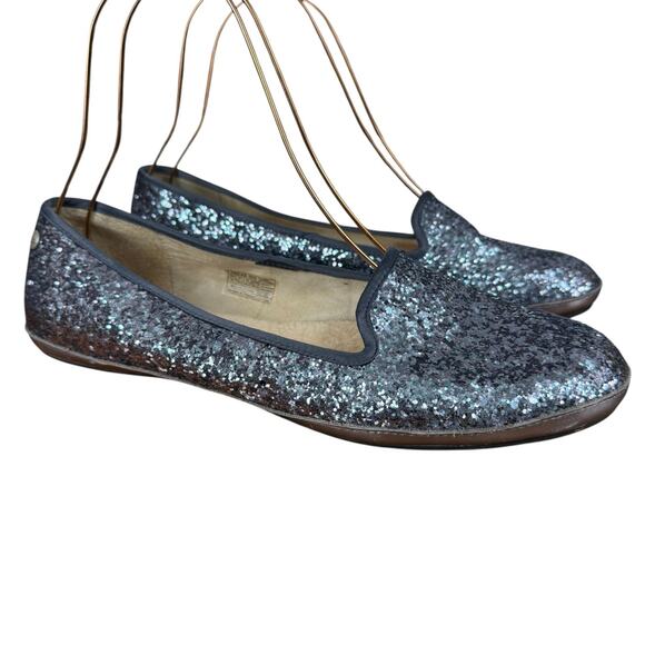 Ugg Alloway Ice Blue Glitter Sherpa Wool Lined Slip On Flats Shoes Womens sz 12 - Picture 1 of 16